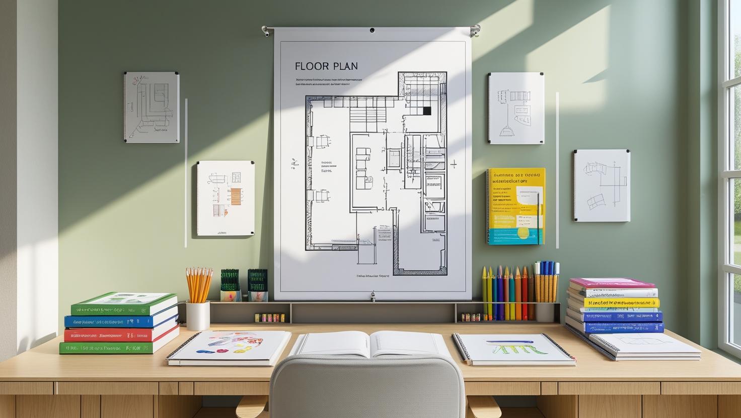 Interior design study desk